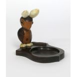 A Henry Howell & Co YZ rabbit vesta, exotic wood with 'white phenolic resin' ears and feet and glass