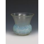 'Renoncules' no. 1044 a Lalique opalescent and frosted glass vase designed by Rene Lalique, etched R