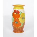 'Nasturtium' a Clarice Cliff Bizarre 264 vase, painted in colours printed factory mark, 20cm. high