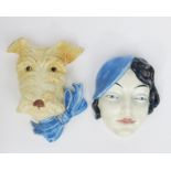 'Girl in a Blue Beret' a Beswick Pottery wall mask, model no.197, painted in colours, and a