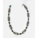 A Georg Jensen silver and chrysoprase Seed and Pod necklace designed by Georg Jensen, model no.15,