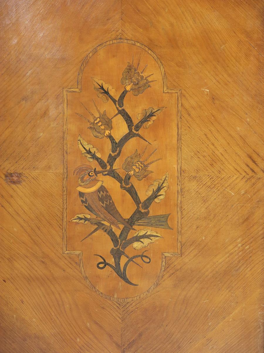 A large Austrian marquetry cabinet, two central doors inlaid with marquetry panels of a stylised - Image 3 of 4