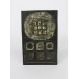 A Troika Pottery wall plaque by Simone Killburn, rectangular, modelled in relief with geometric