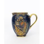 'Gypsy' a Carlton Ware jug, pattern no.3506, printed and painted in colours and gilt on a blue