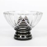 A faceted clear glass vase probably Val St Lambert, tetradecagonal clear glass body and foot