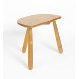 ‡ An Alan Peters Furniture elm milking stool designed by Alan Peters OBE, D shaped flat seat on