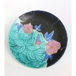 'Inspiration Bouquet' a Clarice Cliff Bizarre wall plaque, painted in colours on a turquoise