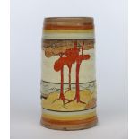 'Coral Firs' a Clarice Cliff Bizarre 566 vase, painted in colours between grey, yellow and brown