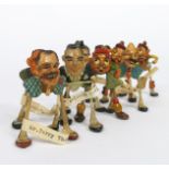 An entertaining collection of Wishbone figures by Robert Whiting, each figure made of a wishbone and