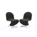 A pair of 1-2-3- System chairs designed by Verner Panton, probably made by Vitra, chrome, swivel