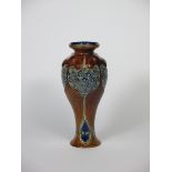 A tall Art Nouveau Royal Doulton vase by Frank Butler and Bessie Newberry, swollen, slender baluster