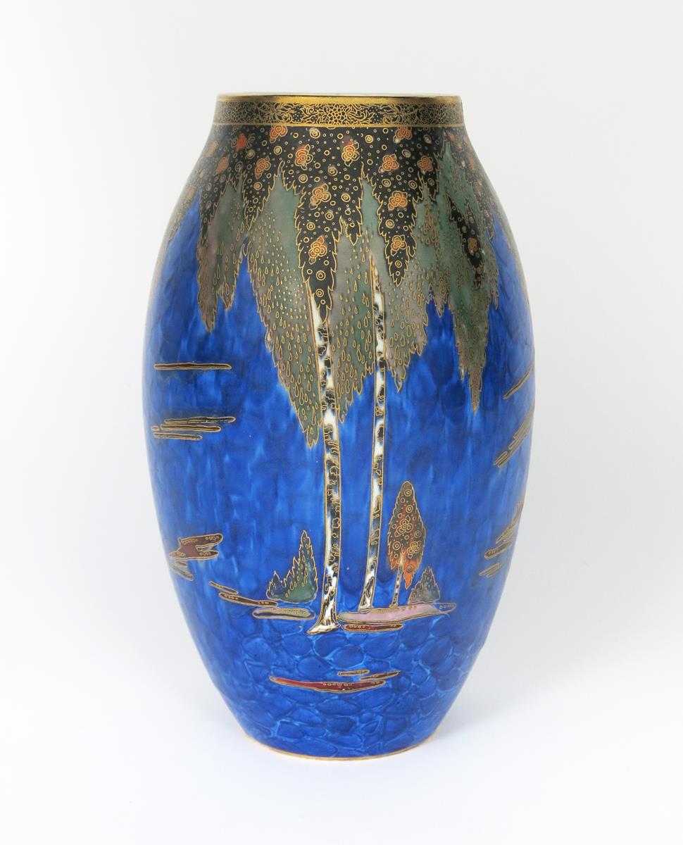 'Forest Tree' a Carlton Ware vase, pattern no.3244, swollen cylindrical form, printed and painted in