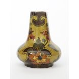 An Art Nouveau Ernst Wahliss Turn Pergamon vase, compressed ovoid body with tapering hexagonal neck,