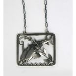 A Georg Jensen silver pendant necklace designed by Arno Malinowski, model no.94, rectangular,