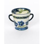 'Christmas Greetings' a rare James Macintyre & Co miniature twin-handled cup designed by William