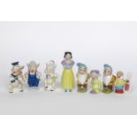 'Snow White and the Seven Dwarfs' four Walt Disney Foreign tooth brush holder figures, comprising