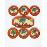 'Autumn' a Clarice Cliff Fantasque Bizarre Octagonal sandwich set for six, comprising tray and six