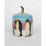 'Penguin' a Dennis China Works jar and cover designed by Sally Tuffin, dated 2000, painted in