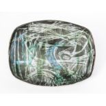 Nicholas Vergette, manner of a rounded rectangular dish, resist decorated with abstract design in