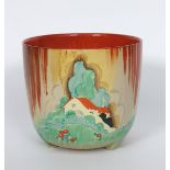 'Forest Glen' a Clarice Cliff Bizarre Dover jardiniere, painted in colours printed factory marks,