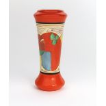 'Melon' a Clarice Cliff Fantasque Bizarre vase, painted in colours between orange and black bands,