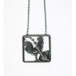 A Georg Jensen silver pendant necklace designed by Arno Malinowski, model no.96, square, pierced and