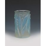 'Laurier' no. 947 a Lalique opalescent glass vase designed by Rene Lalique, blue staining,