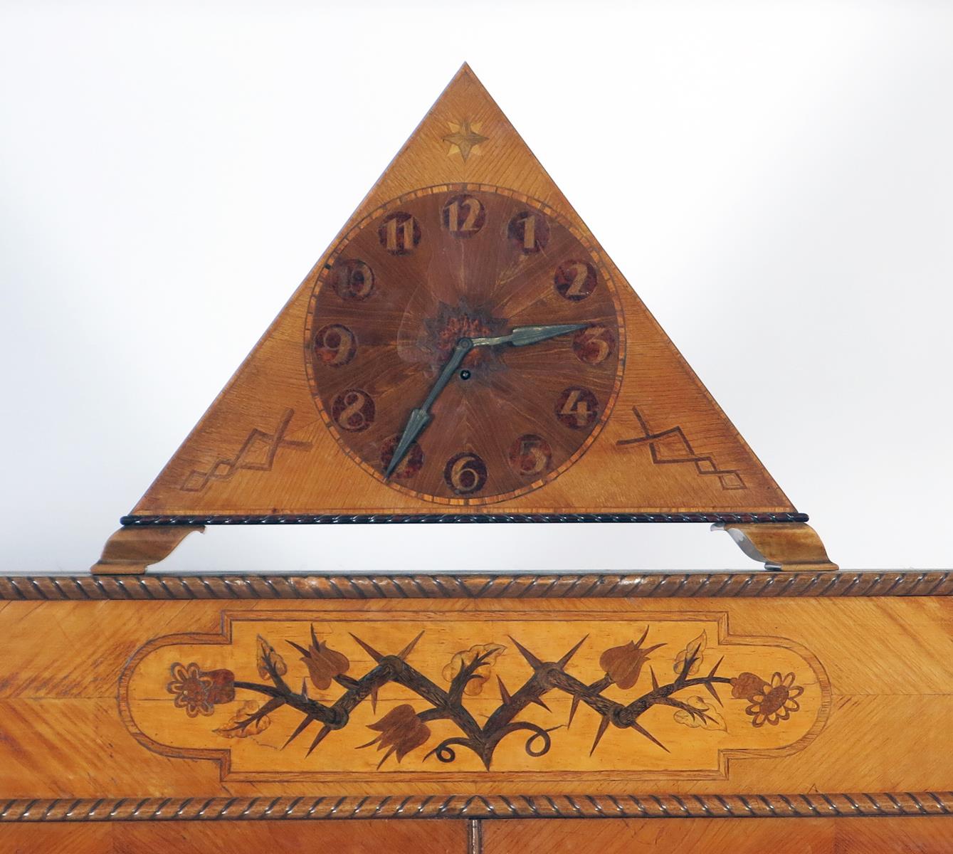 A large Austrian marquetry cabinet, two central doors inlaid with marquetry panels of a stylised - Image 2 of 4