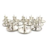 A modern set of twelve silver chambersticks, sponsor's mark of R. J. Croft, London 1992, circular