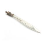By Paul Eaton, a modern silver and mixed metal paper knife, maker's mark only, London circa 1990,