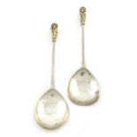 A pair of Elizabeth I West Country silver Apostle spoons, St. Simon Zelotes and James The