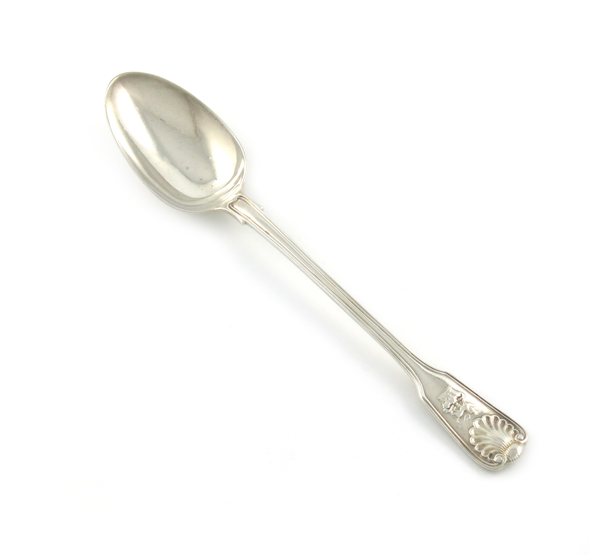 A Victorian silver regimental Fiddle, Thread and Shell pattern serving spoon, The Royal Marines,