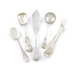 A small collection of Victorian silver flatware, by George Adams, London, comprising: a Newton