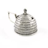 A William IV novelty silver mustard pot, by John E. Terrey, London 1832, modelled as a beehive,