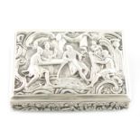 A George III silver snuff box, by Thomas Shaw, Birmingham 1828, rectangular form, the hinged cover