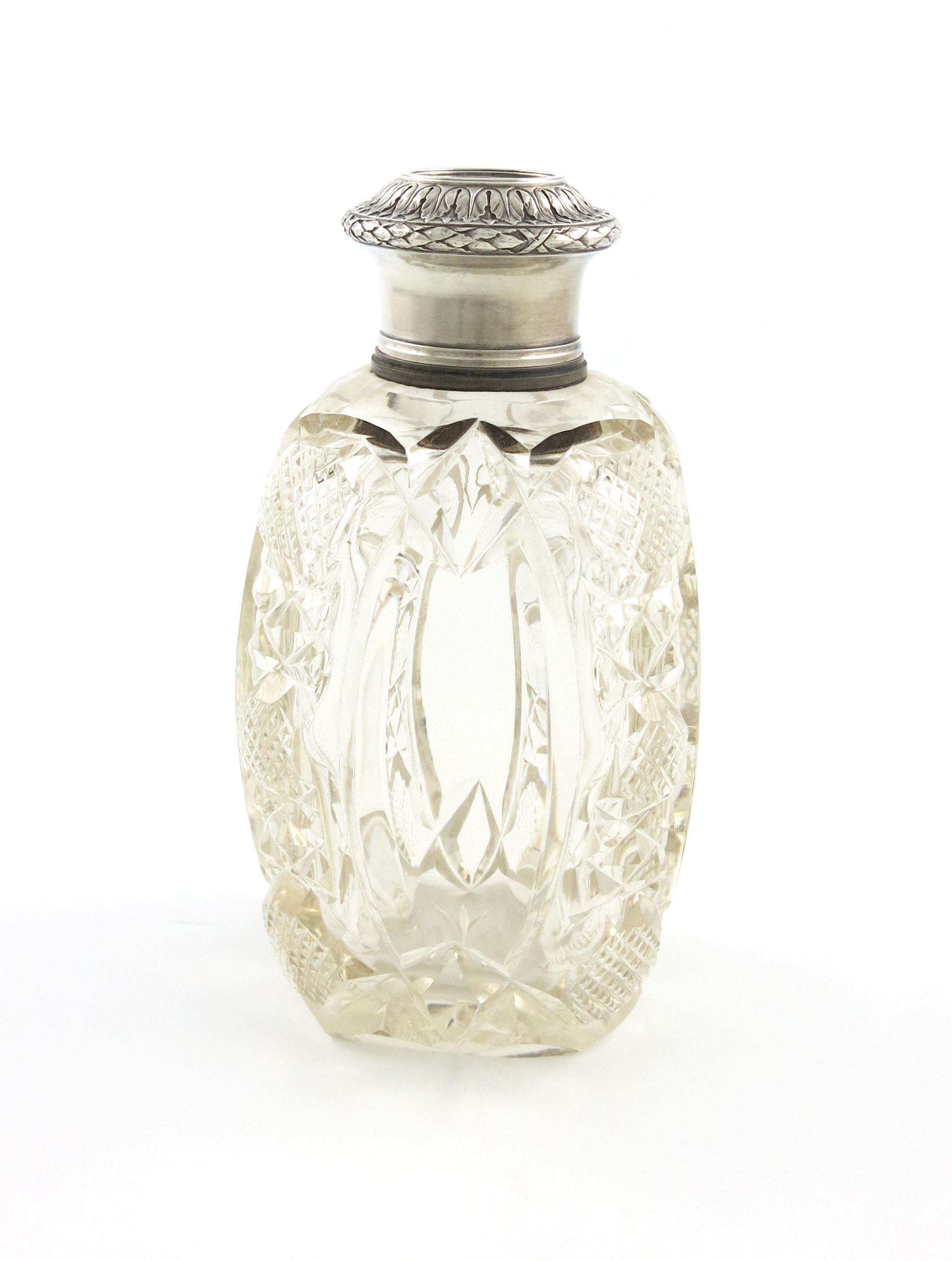 A Russian silver-mounted scent bottle, maker's mark possibly that of A.S. Bragin, 1896-1908,