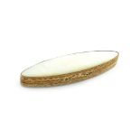 A George III gilt-metal mounted mother-of-pearl toothpick box, unmarked circa 1790, oval navette