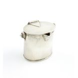 A Victorian novelty silver cream jug, possibly by Joseph Bramah, London 1884, modelled as a milk