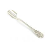 A Victorian silver New Gothic pattern stilton scoop, by George Adams, London 1868, the terminal with