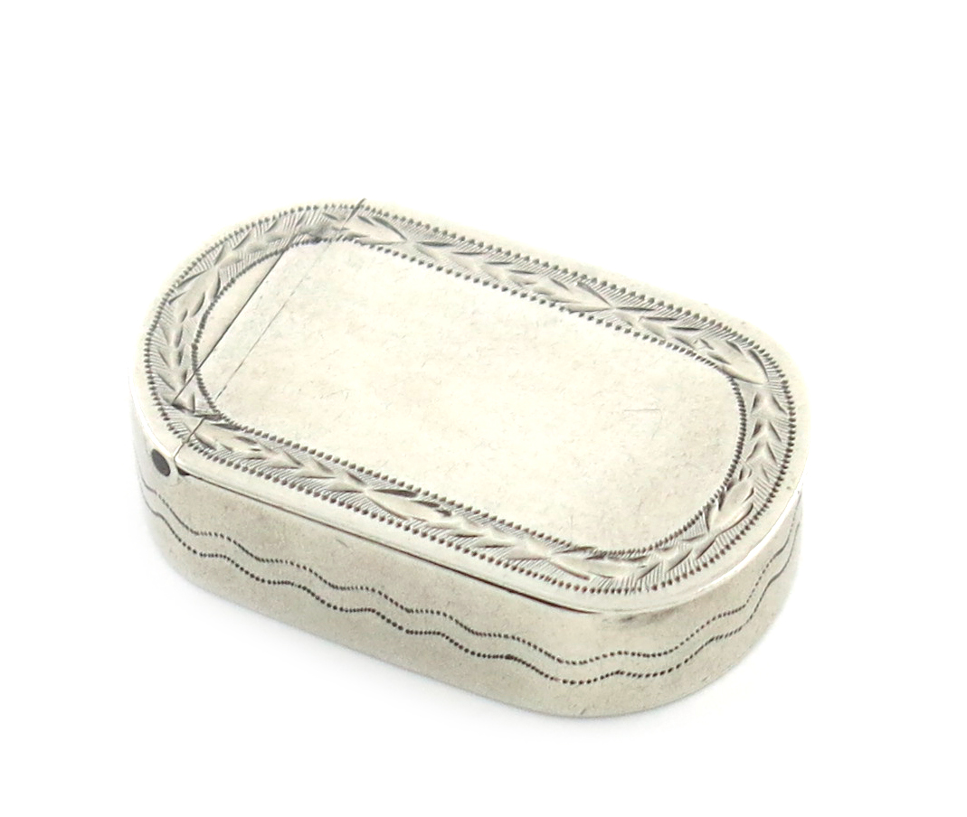 An early 19th century small silver snuff box, maker's mark F.S, surrounded with four single