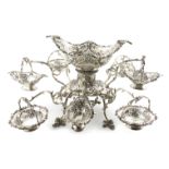 A late-Victorian silver epergne, by Charles Stuart Harris, London 1898, pierced oval form with