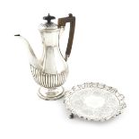 A Victorian silver coffee pot, by Gibson and Langman, London 1898, baluster form, part-fluted