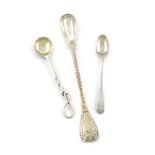 A small collection of three silver spoons, by George Adams, London, comprising: a palm pattern