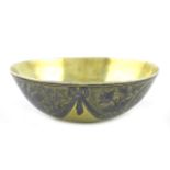 A late 18th century silver-gilt and niello work drinking bowl, unmarked probably south Russian /
