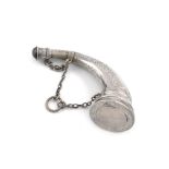 A George IV silver horn vinaigrette/scent bottle, by Nathaniel Mills, Birmingham 1828, the hinged