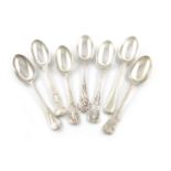 Seven Victorian silver dessert spoons, by George Adams, London, comprising: Coburg pattern, 1862,