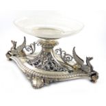 A Victorian presentation silver epergne, by Elkington and Co., Birmingham 1882, shaped oval form,