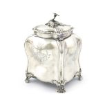 A George III silver tea caddy, by William Adby, London 1769, rectangular bombé form, the pull-off