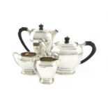 A four-piece Art Deco silver tea and coffee set, by James Dixon and Sons, Sheffield 1946, panelled