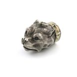 A rare Victorian novelty silver vinaigrette, by Sampson Mordan, London 1875, modelled as a dog's